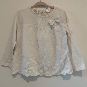 Zara while long sleeve shirt with eyelet details. Size 3/4.